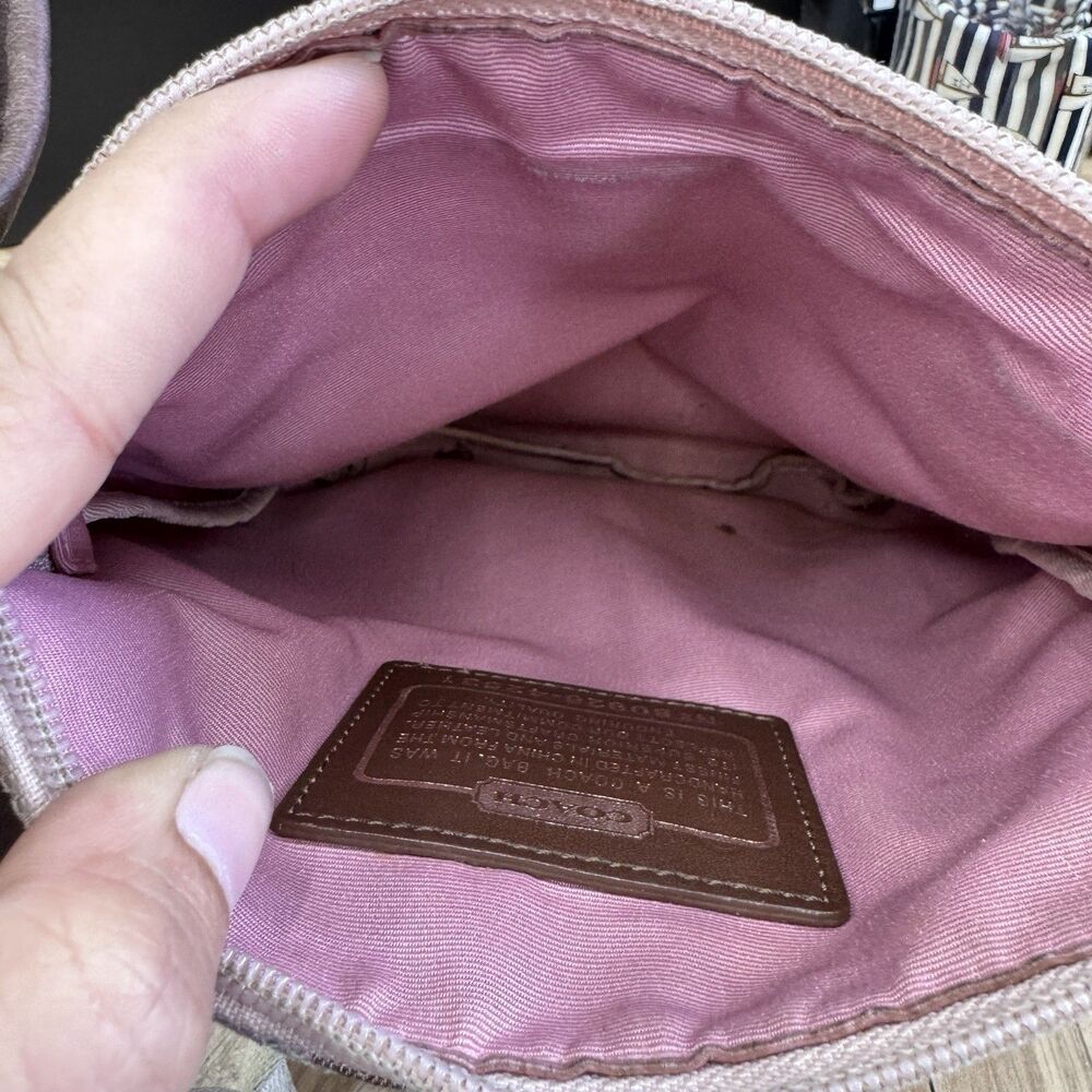 Coach Op Art Canvas Crossbody Shouder Swing Bag Rose Gold Small Purse Metalic - Picture 9 of 9
